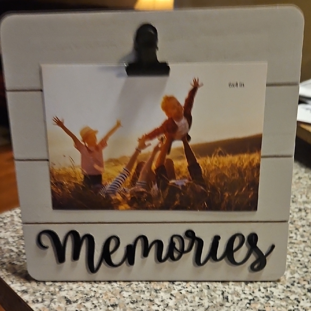 Rustic Light Wood Memories Picture Frame with Black Clip